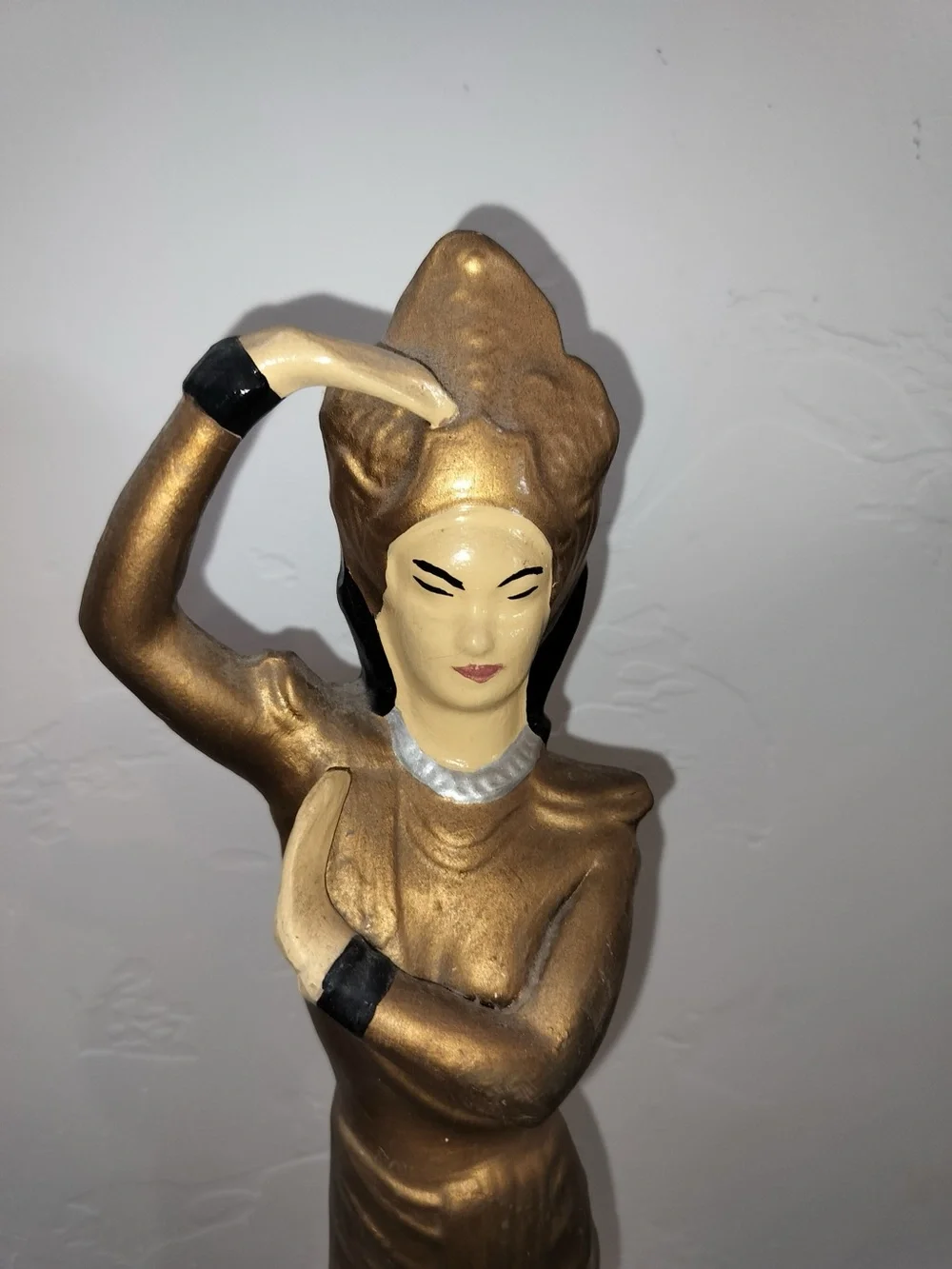 VTG 1950s Mid Century Balinese Dancer Figurines Pair Gold 17
